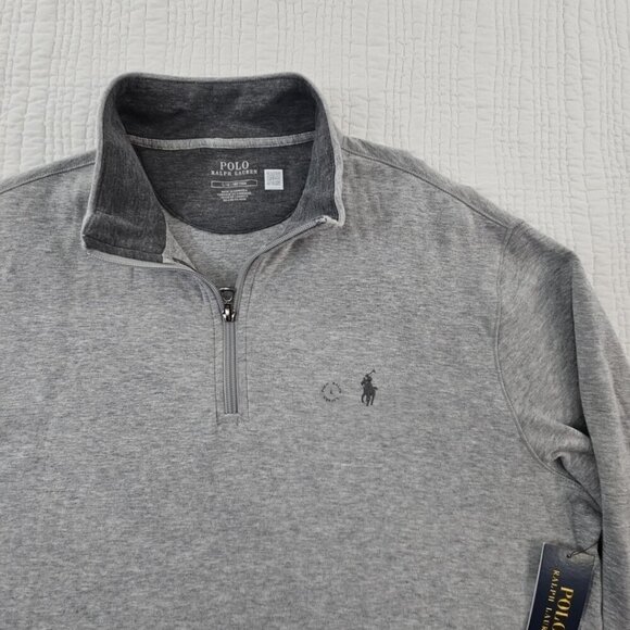 NEW Polo Ralph Lauren 1/4 Zip Henley Men's Large Grey Pullover Grey Pony NWT - Picture 4 of 15